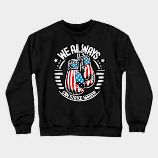 Patriotic American Strength & Honor Graphic - US Flag Pride Crewneck Sweatshirt